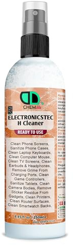 DD Teck ELECTRONICSTECH Electronic Cleaner Kit – Phone Screen & Laptop Keyboard Cleaner – Cleans Charging Ports, Earbuds, Headphones, Game Controllers, TV & Computer Screens (250ml Spray)