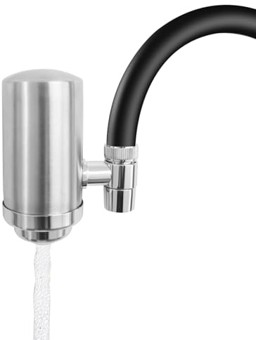 Filtro per rubinetto, filtro acqua potabile, in acciaio inox 304, con valvola di commutazione, 2 l, per cucina