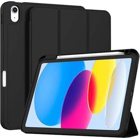 Techsuit für iPad 10 2022 und iPad 11 2025 Hülle mit Stifthalter, Dreifach Ständer, Schlankem Design, Auto Sleep Wake, Präzisen Aussparungen, Flex Trifold Series, Schwarz
