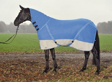 BUSSE Abschwitzdecke ALL-OVERCOVER-CROSS Rückenlänge 115 cm, türkis/grau, Einfass: türkis