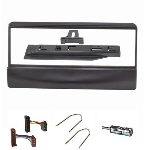 tomzz Audio 2415-001 Radioblende Set kompatibel mit Ford Escort Focus Fiesta Scorpio Transit Mazda 121 schwarz mit Radioadapter ISO Antennenadapter ISO DIN Entriegelungsbügel
