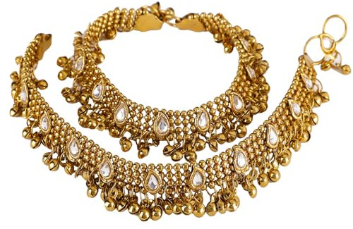 Shining Diva Bracelets de cheville plaqués or pour femmes (5634a), Adjustable, Métal, Pas de gemme