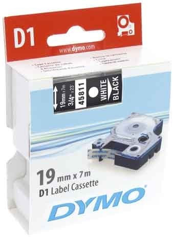 Original Dymo 45811 / S0720910, Premium Beschriftungsband, Schwarz, Weiß