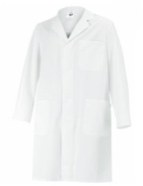BP 1656-130-21-Ln Unisex-Mantel, Langarm, Kragen mit Aufschlag, 205,00 g/m² Reine Baumwolle, weiß, Ln