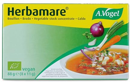 A.Vogel Herbamare Cubitos de Caldo Vegetal | Con Verduras, Hortalizas Frescas BIO y Sal Marina Pura | Sin Gluten ni Lactosa | Ideal para Sopas y Guisos | 8 cubitos de 11 gramos