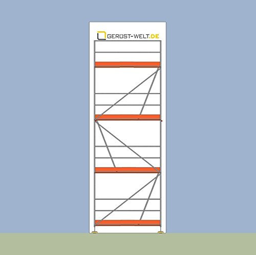 Alu Fassadengerüst 17,5 m2; Rux Super 65 Alu, Feldlänge 2,5 m, ca. 6 m Standhöhe