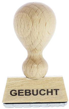 Holzstempel GEBUCHT (40x10 mm - 1 Zeile)