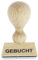 Holzstempel GEBUCHT (40x10 mm - 1 Zeile)