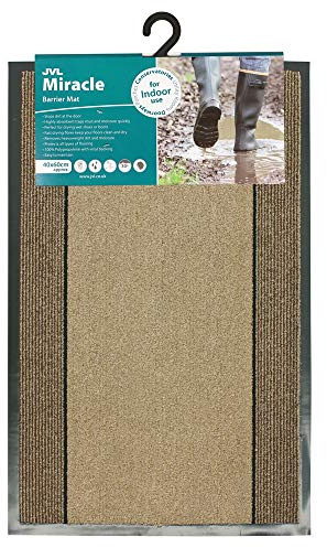 JVL Miracle Beige with Brown Stripes Barrier Mat, 40 x 60 cm