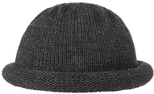 LIERYS Rollrandmütze Dockermütze aus Schurwolle Beanie Herbst Winter Made in Germany Damen Herren anthrazit One Size