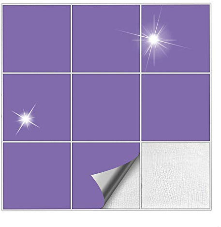 Kiwistar Fliesenaufkleber Lavendel Glänzend - 25 x 25 cm - 25 Stück - Klebefliesen Fliesenmuster Stickerfliesen Wandfliesen überkleben