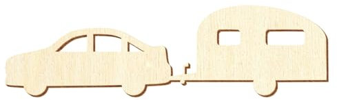 Holz Auto V4 mit Wohnwagen - Deko Basteln 5-50cm, Größe:22cm, Pack mit:10 Stück