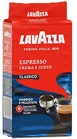 Lavazza Espresso Crema e Gusto Classico - Caffè Macinato per Macchina Espresso - Arabica e Robusta - Gusto Intenso e Marcato - Note Legno e Tabacco - Intensità 8 - Tostatura Scura - 250 g