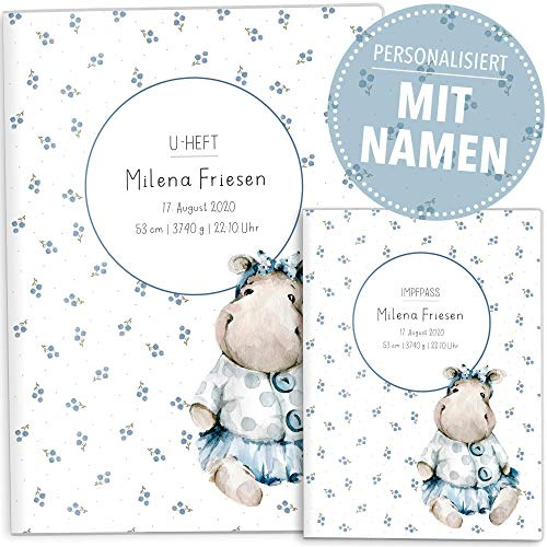 OLGS U-Heft und Impfpasshülle Set | Little Friend | Untersuchungsheft Hülle & Impfpass Hülle | personalisierte Geschenke Baby | Babygeschenke zur Geburt (U-Heft Set 2-teilig personalisiert, Liz)