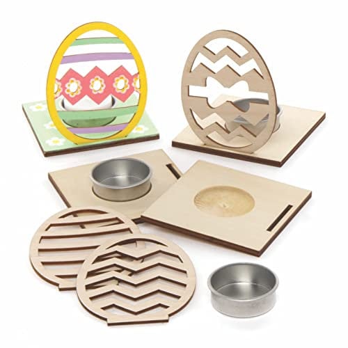 Baker Ross AX806 Ostereier Teelichthalter aus Holz, Osterbasteln für Kinder, 4 Stück