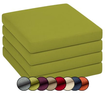 chilly pilley Stuhlkissen Gartenkissen Gartenstühle Stuhlauflage Stuhlpolster Sitzkissen Abnembar Bezug Mit Reißverschluss Auflage Set Garten Kissen (4er Set 40x40x5, Grün)