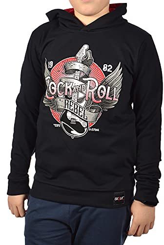 BEZLIT Jungen Hoodie Rock and Roll Rebel Kapuzenpullover Kinder Sweatshirt mit Print – Freizeit Streetwear Baumwolle, Größen 104–164