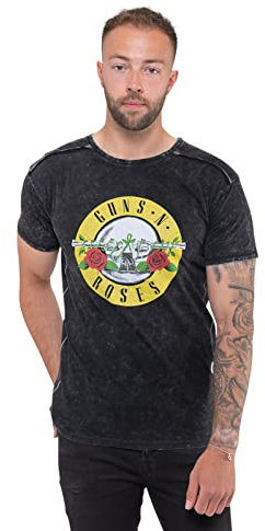 Guns N' Roses T Shirt Classic Band Logo Nue offiziell Herren Schwarz Snow Wash S