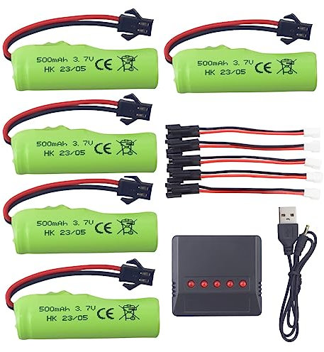 Doppelseitige Fernbedienung Auto 3,7 V 500mAh Lithium-Batterie mit 5 in 1 Ladegerät für DE35 DE38 DE40 DE50 Spielzeugauto-Stunt Off-Road Tumble Spielzeugauto-Akku