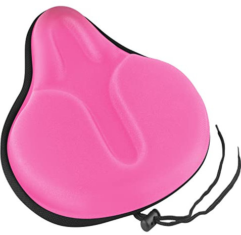 MSDADA 29 x 26cm Sattelbezug Memory Foam Fahrrad für Herren und Damen, Weicher Bequem Atmungsaktive Breiter Fahrradsitzbezug für Mountainbike, Rennrad, Hometrainer Fahrrad(Rosa)