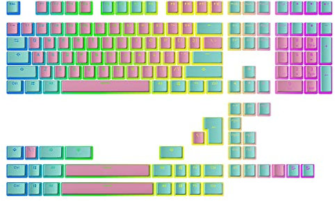 Ranked Pudding v2 PBT Keycaps | 145 Double Shot Translucent ANSI US & ISO Layout | OEM Profile for Full Size, TKL, 75%, 65% and 60% RGB Mechanical Gaming Keyboard (Miami Vice)