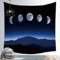 EHOMERY Wandteppich Wandbehang Wandtuch Retro Blau Mondphasenänderungen Stoffbild Kinderzimmer Junge Deko Wandschmuck Groß Schlafzimmer Wohnzimmer Wanddekoration 130X150Cm