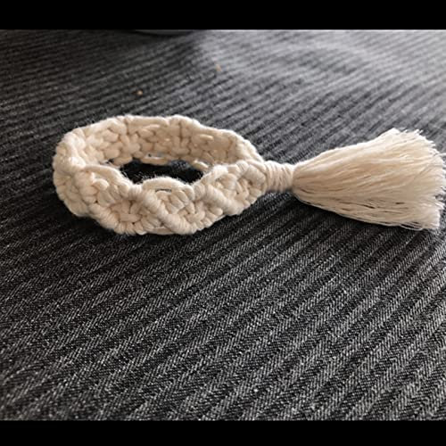 serviettenringe Baumwollseil Serviette Ring Handmade europäischen Stil Makramee Serviette Halter Abendtisch Dekoration Handwerk Hochzeitspartybedarf napkin holder (Color : Off White)