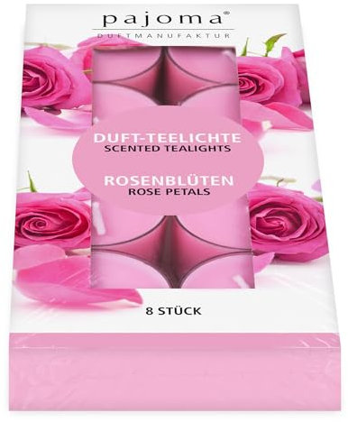 Scented tealights Rose petals Set/8,