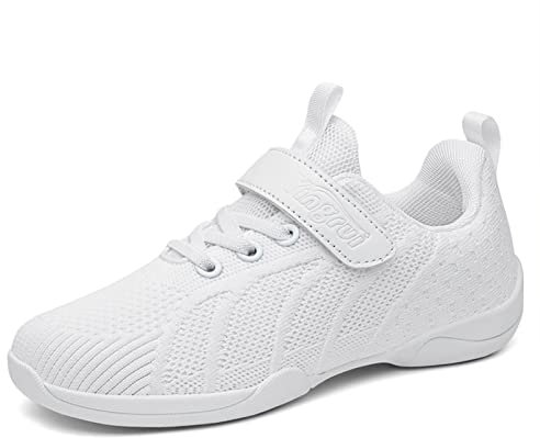 Uhclrr Frauen Cheerleading Schuhe Mädchen Cheer Schuhe Yoga Tanzschuhe Fitness Gymnastik Training Schuhe(37 EU, White)