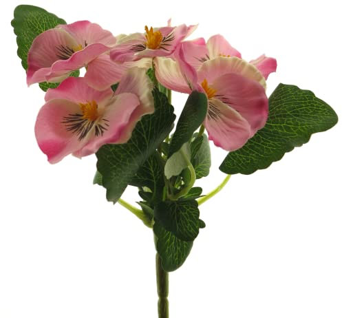 mucplants Primelbusch 21cm Stecker künstliche Primeln Primeln Primula Schlüsselblumen Kunstpflanzen Kunstblumen (Pink)