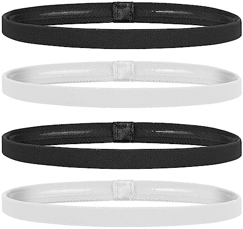 Molain 4 Stück Stirnbänder Schweißband Haarbänder Dünn Lang Sport Stirn Haarband Elastisch Stretch Niedlich Yoga Kopfbedeckung Workout Laufen Joggen Fußball Outdoor Jungen Männer Frauen Männlich