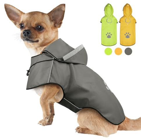 Hunde Regenjacke DQGHQME Haustier Hund Regenmantel mit Kapuze, Einstellbare Hunderegenmantel, Hundemantel Wasserdicht, Reflektierend Regencape Hund, Regenjacken für Klein Mittelgroße Groß Hunde, S