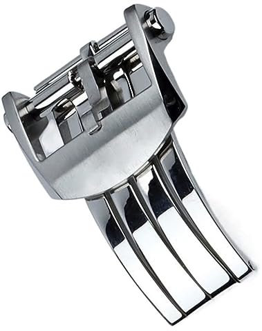 dayeer 20 mm Faltschließe aus 316L-Edelstahl für Breitling-Verschluss, Silber, Schwarz, Roségold (Color : Silver Buckle, Size : 20mm)