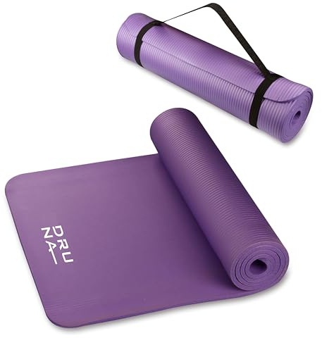 DRUNA NBR Yogamatte 183 cm | Rutschfeste Fitnessmatte für Yoga, Pilates & Training | Vielseitige Sportmatte für Übungen | 1 cm oder 1,5 cm Extra Dick | Gelenkschonend & Komfortabel