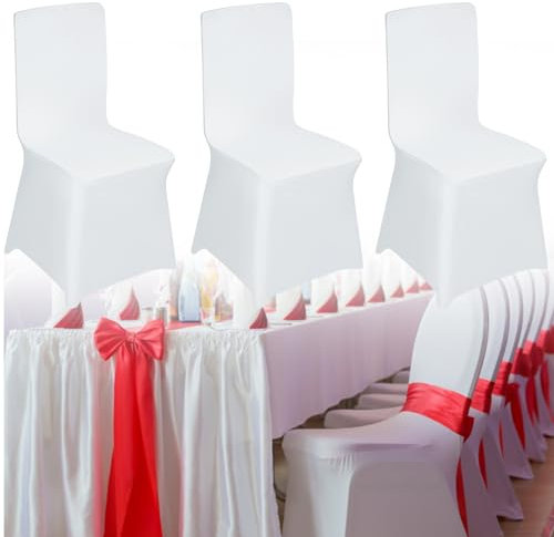 YRHome Universelle Stuhlhussen Spandex Stretch Stuhlüberzüge Abnehmbar Waschbar Schwingstühle Stuhlbezüge für Hochzeiten und Veranstaltungen Festliche Dekoration, Weiß - 100 Stück