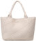 Queenoris Gewebte Tasche für Frauen, Mode Top Griff Umhängetasche Veganes Leder Shopper Tasche Große Reisetasche, Beige