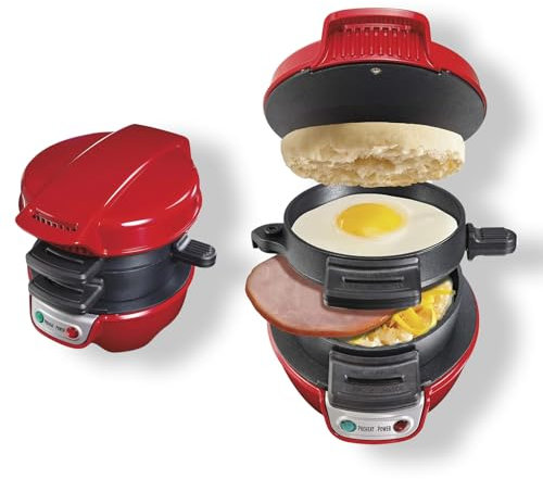 Tostapane Sandwich/Hamburger Maker, Efficienti Con Timer Digitale Per Il Conto Alla Rovescia, Lavabile In Lavastoviglie, Perfetto Per Hamburger, Snack, Colazione Veloce DIY (Rosso)