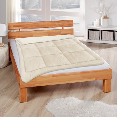 Bestlivings Wende Bettdecke 135x200cm + 80x80cm Kissen Lammflor Optik - Sherpa-Fleece und Mikrofaser Seite - Steppdecke (1400g Polyester Füllung) - Öko Tex