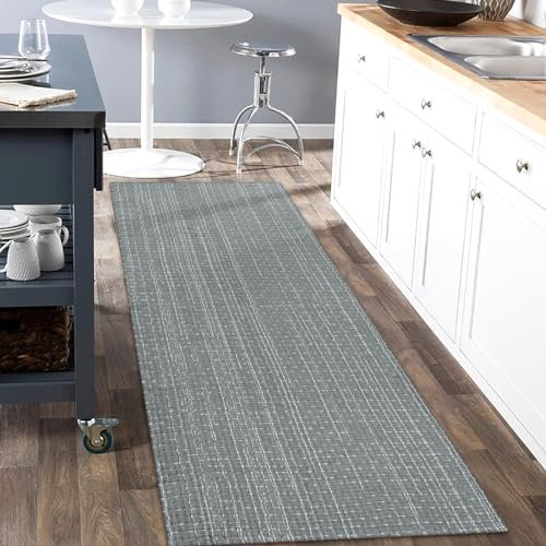 Seavish Flurläufer, Teppich, waschbar, Küchenläufer, niedriger Flor, Baumwolle, gewebt, wendbar, modern, Bauernhaus, Bodenteppich, Läufer für Eingangsbereich, Schlafzimmer, Wohnzimmer, Tür