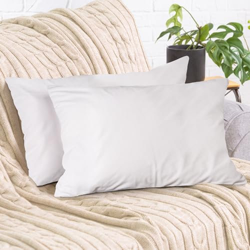 2er Set Sofakissen mit Füllung und Bezug 40x60cm weiche Kissenhülle mit Dekokissen Couchkissen für Sofa, Schlafzimmer, Wohnzimmer, Balkon, weiß Purity, flauschig, mit verstecktem Reißverschluss