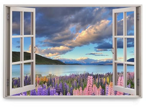 Paul Sinus Wandbild 120x80cm Fensterbild Landschaft Südamerika Wildblumen See Berge