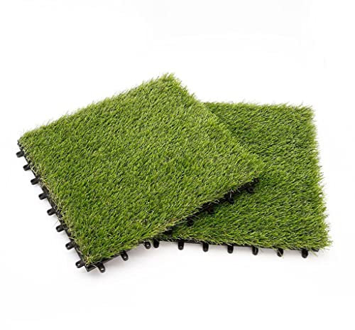 JEAMIS Outdoor Turf Tile 12 * 12inch Interlocking Grass Tiles Soft Pet Turf Grass Mat Synthetic Turf Patch Garden Flooring Décor