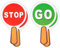 Thinp Lot de 4 panneaux stop and go, panneaux lumineux double face stop & go rouge et vert, panneau d'arrêt en PVC imperméable pour les étudiants, enseignant la sécurité routière, 25,4 x 15,9 cm