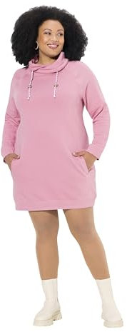 Ulla Popken Damen Sweatkleid, Stehkragen, Langarm, Taschen Kleid, Himbeere, 50-52 EU