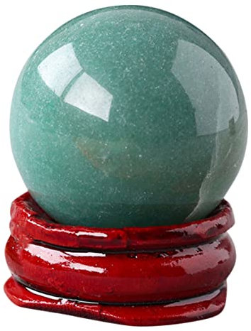 Alipis Bola De Cristal Verde con Base De Madera Adorno Decorativo para Hogar y Oficina Esfera Natural De Cristal De Calidad con Soporte Estable para Decoración Navideña y Centros De Mesa
