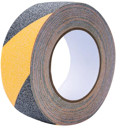 KLEBASTO Antirutsch klebeband | antirutschstreifen zum Kleben | Extra stark für den Innen und Außenbereich | rutschfester Bodenbelag für Treppen,Leiter (Schwarz/Gelb, 50 mm x 10 m)