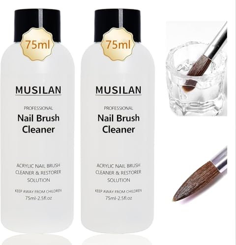 Nettoyant et Restauration de pinceaux à ongles 2*75 ml, Brush Cleaner nettoie rapidement les pinceaux à ongles en acrylique, Nettoie les pinceaux à ongles en gel, les pinceaux à peinture et les outils