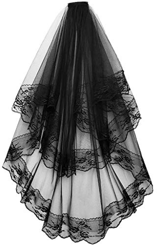 YUXITA Brautschleier, Junggesellinnenabschied, Dekoration, Brautparty, Hochzeit, schwarz, doppellagiger Schleier