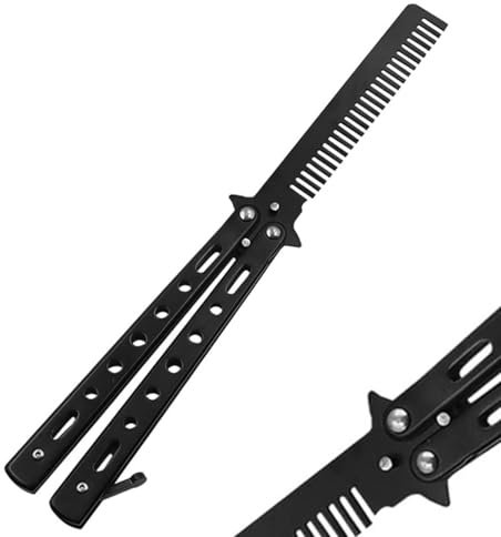 Butterfly Comb, Foldable, Practice Butterfly, Flipping Trick, Stainless Steel, Butterfly Hair Comb for Beginner, Salon Beauty Tool, for Trainer Lover