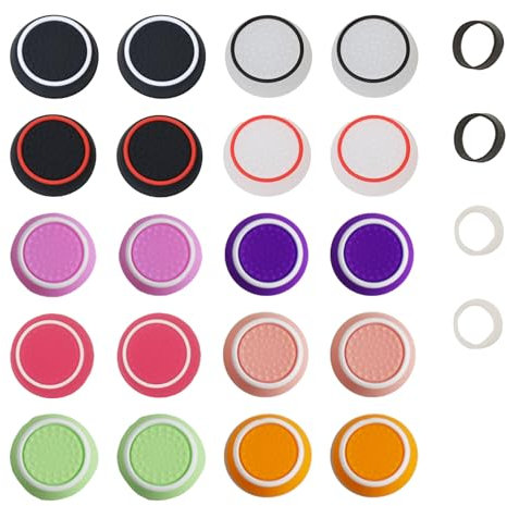 20 Piezas Tapas Gomas Joysticks para PS5/PS4/PS3,PS5 Controller Sticks Taps,Silicona Caps para Switch Mando Pro,Thumb Grips Caps para Xbox One Series X/S PS4 PS5 Controller Accesorios,Joystick Sticks